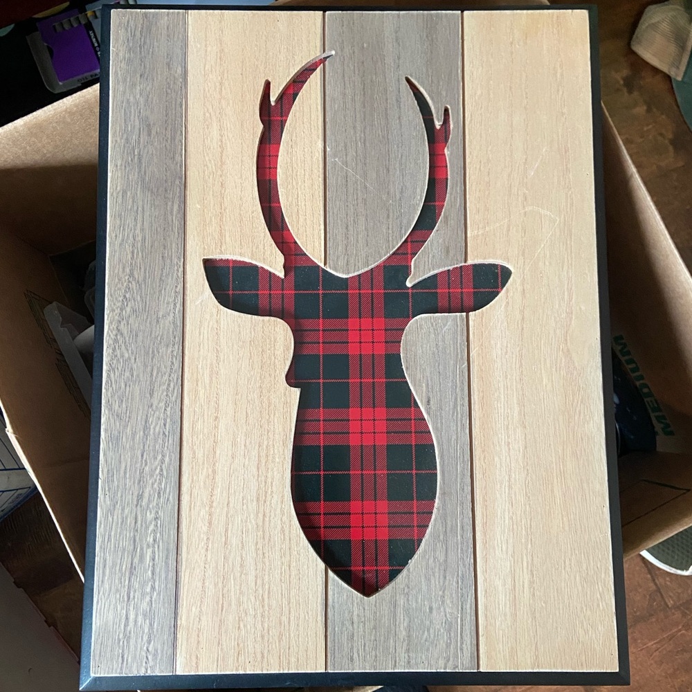 buffalo plaid wooden wall decor